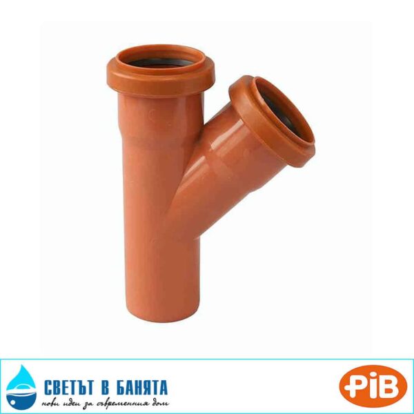 PVC разклонение 45° Ø50×Ø50 за канализация Пайп Индустриал България
