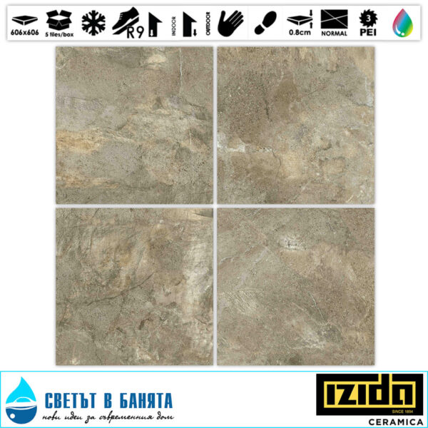Product Гранитогрес 60.6x60.6 Piero GREY 9012B21 IZIDA Ceramica